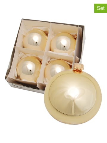 Krebs Glas Lauscha Christbaumkugeln in Gold - 4 Stück - Ø 8 cm