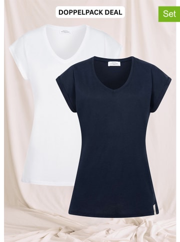 Cotton Candy 2-delige set: shirts "Deniz V" wit/donkerblauw