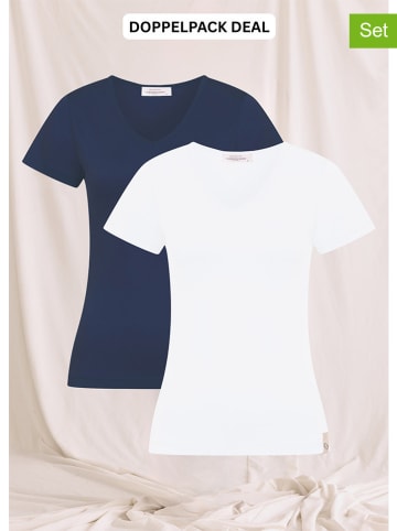 Cotton Candy 2-delige set: shirts "Banina V" donkerblauw/wit