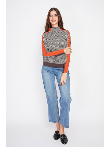 C& Jo Pullover in Braun/ Weiß/ Rot