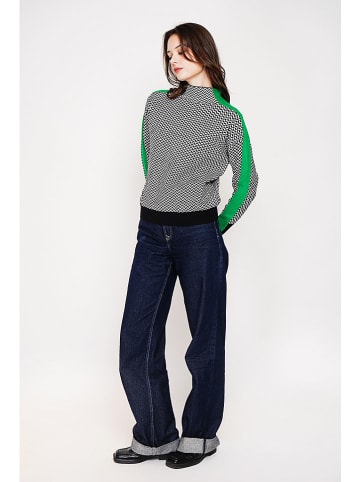 C& Jo Pullover in Schwarz/ Weiß/ Grün