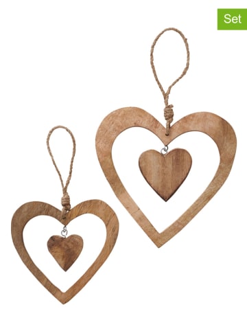 Boltze 2-delige set: decoratieve hangers "Syda" bruin