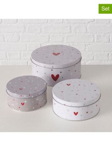 Boltze 3-delige set: voorraadblikken "Anella" wit/rood