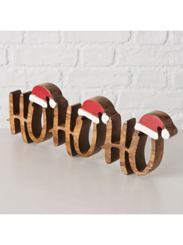 Boltze Dekoracja "HoHoHo" w kolorze czerwono-jasnobrązowym - 32 x 10 cm