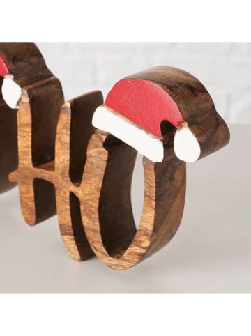 Boltze Dekoracja "HoHoHo" w kolorze czerwono-jasnobrązowym - 32 x 10 cm