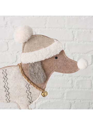 Boltze 2er-Set: Dekofiguren "Dackel" in Weiß/ Beige