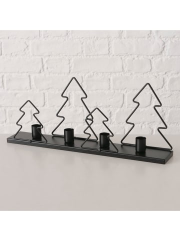 Boltze Kaarsenhouder "Blackoak" zwart - (B)39,3 x (H)15,7 cm