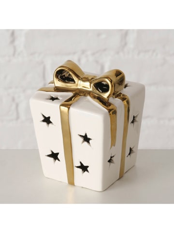 Boltze Leddeco-object wit/goudkleurig - (B)8,5 x (H)10,2 x (D)8,5 cm