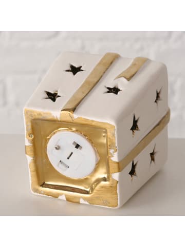 Boltze Leddeco-object wit/goudkleurig - (B)8,5 x (H)10,2 x (D)8,5 cm