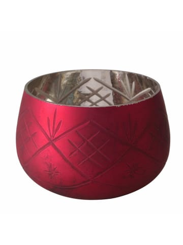 Boltze Windlicht "Velva" in Rot - (H)8 cm