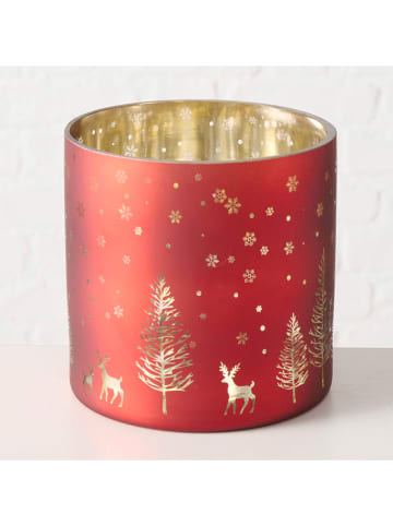 Boltze Windlicht "Winty" in Rot - (H)15 cm