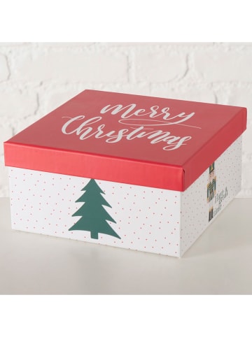 Boltze 3-delige set: geschenkboxen "Chrissy" wit/rood/groen
