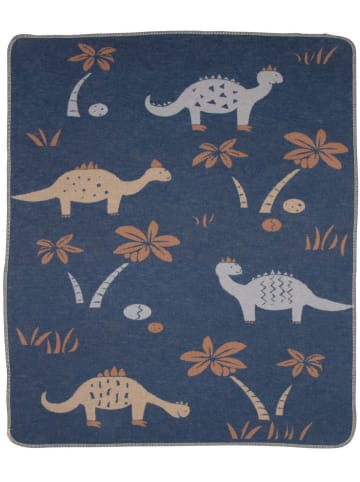 David Fussenegger Baby- & Kinderdecke "Juwel - Dinos" in Dunkelblau/ Beige