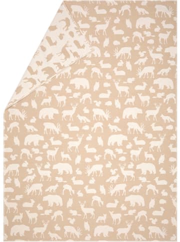 David Fussenegger Flanelldecke "Sylt - Waldtiere" in Beige/ Creme