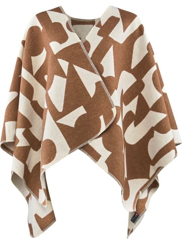 David Fussenegger Poncho-Decke "Silvretta - Abstrakt" in Hellbraun/ Creme
