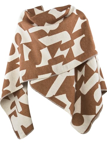 David Fussenegger Poncho-Decke "Silvretta - Abstrakt" in Hellbraun/ Creme