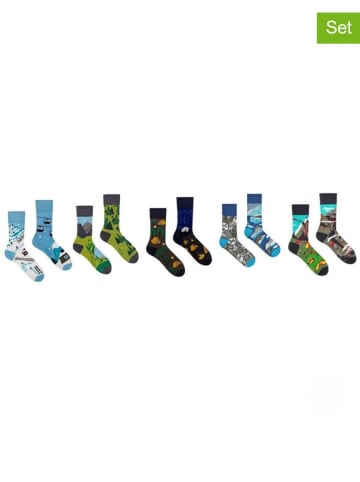 Spox Sox 5er-Set: Socken in Hellblau/ Grün/ Schwarz