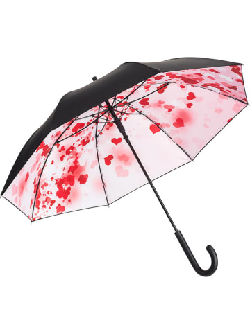FARE Stockschirm in Schwarz/ Rosa - Ø 105 cm
