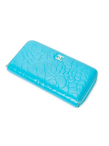 Chanel Leder-Geldbörse in Türkis - (B)19 x (H)10 x (T)2 cm