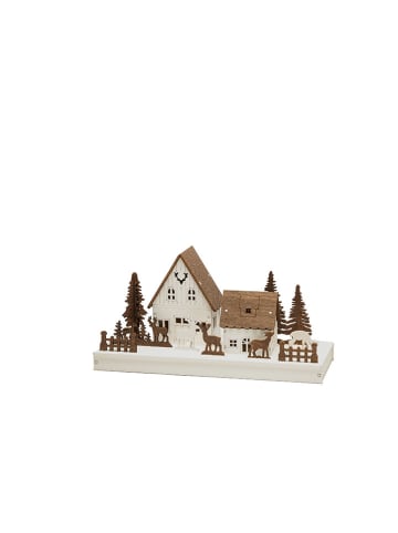 Konstsmide LED-Dekoleuchte "House" in Weiß/ Braun - (B)28 x (H)14 x (T)11 cm