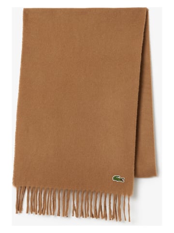 Lacoste Schall mit Woll- & Kaschmiranteil in Hellbraun