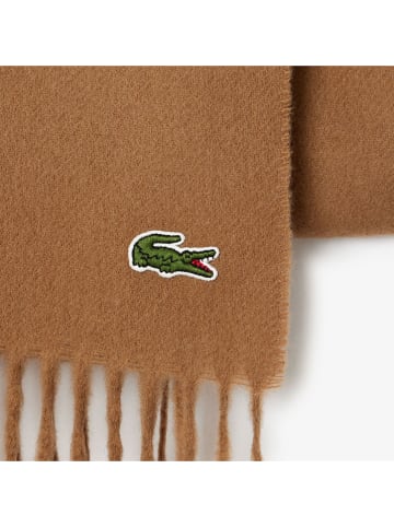 Lacoste Szal w kolorze jasnobrązowym z domieszką wełny i kaszmiru