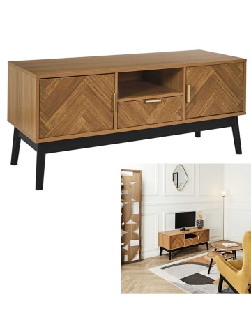 Rétro Chic TV-Regal "Felix" in Hellbraun/ Schwarz - (B)110 x (H)48 x (T)40 cm
