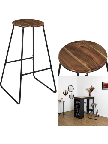 THE HOME DECO FACTORY Barstoel "Cocooning" zwart/bruin - (H)70 x Ø 42 cm