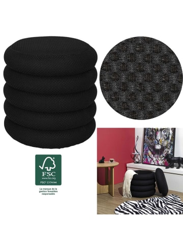 Rétro Chic Poef "Atome" zwart - (H)44 x Ø 38 cm