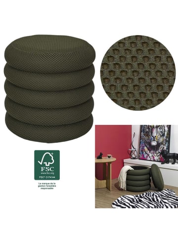 Rétro Chic Poef "Atome" kaki - (H)44 x Ø 38 cm