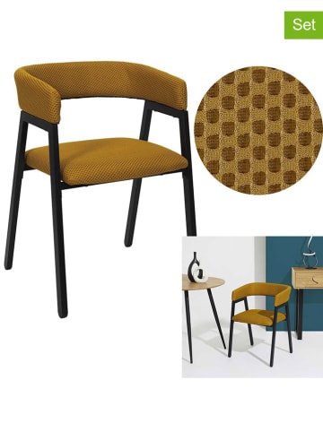 Rétro Chic 2-delige set: armleuningstoelen "Atom" okergeel - (B)50 x (H)74 x (D)50,5 cm