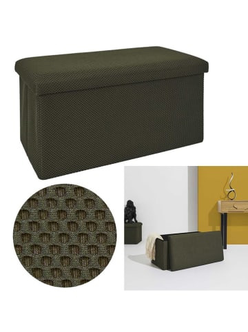 Rétro Chic Sitztruhe "Atome" in Khaki - (B)77 x (H)38 x (T)38 cm