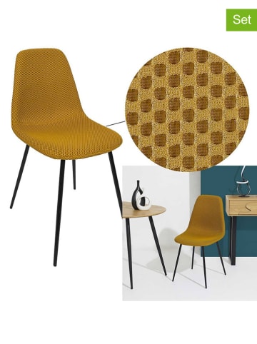 Rétro Chic 4-delige set: stoelen "Atome" okergeel - (B)44 x (H)86 x (D)54 cm