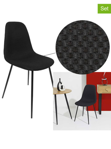 Rétro Chic 4-delige set: stoelen "Atome" zwart - (B)44 x (H)86 x (D)54 cm