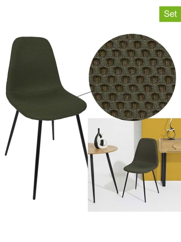 Rétro Chic 4-delige set: stoelen "Atome" kaki - (B)44 x (H)86 x (D)54 cm