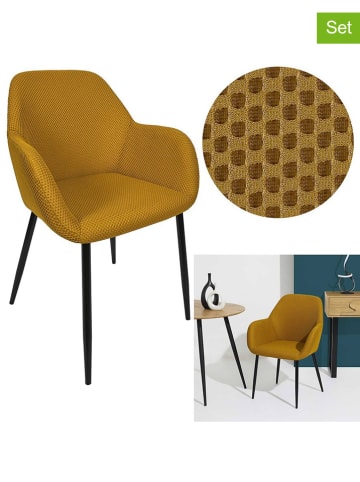 Rétro Chic 4-delige set: fauteuils "Atome" okergeel - (B)55,7 x (H)85 x (D)59 cm