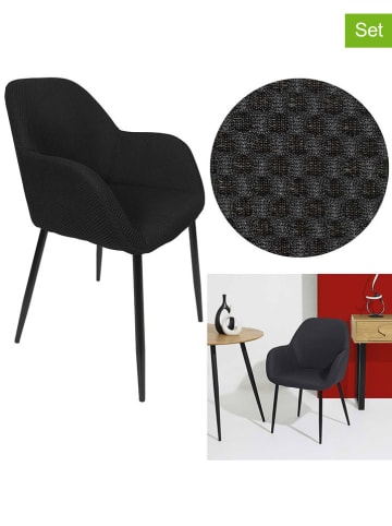 Rétro Chic 4-delige set: fauteuils "Atome" zwart - (B)55,7 x (H)85 x (D)59 cm