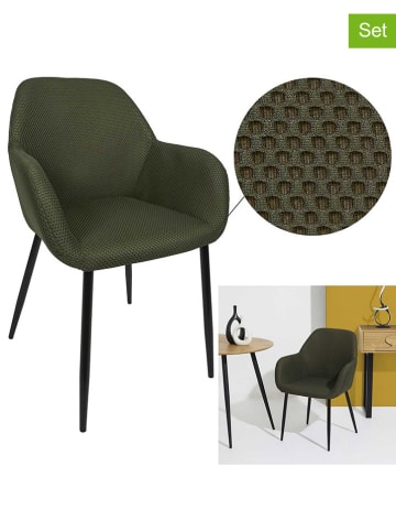 Rétro Chic 4-delige set: fauteuils "Atome" kaki - (B)55,7 x (H)85 x (D)59 cm