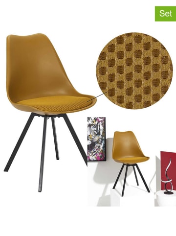 Rétro Chic 4er-Set: Stühle ''Atome'' in Hellbraun - (B)47 x (H)82 x (T)52 cm