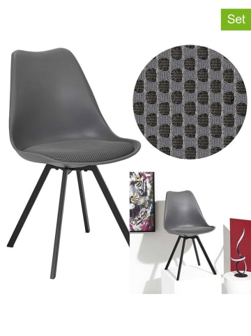 Rétro Chic 4er-Set: Stühle ''Atome'' in Grau - (B)47 x (H)82 x (T)52 cm