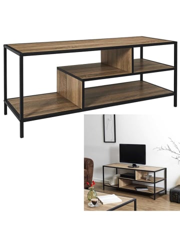 Rétro Chic TV-Regal ''Edison'' in Hellbraun/ Schwarz - (B)110 x (H)45 x (T)40 cm