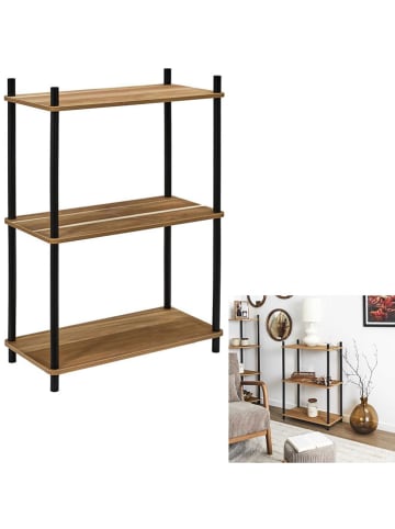 Rétro Chic Standregal in Hellbraun/ Schwarz - (B)60 x (H)84 x (T)30 cm