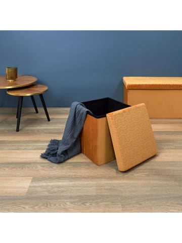 Rétro Chic Kruk met opbergruimte geel - (B)38 x (H)38 x (D)38 cm