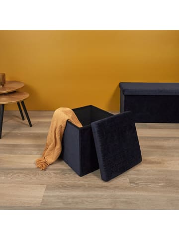 Rétro Chic Kruk met opbergruimte donkerblauw - (B)38 x (H)38 x (D)38 cm