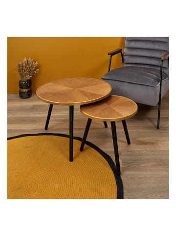 Rétro Chic Set van twee bijzettafels "Felix" bruin