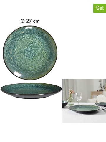 THE HOME DECO FACTORY 6er-Set: Platzteller ''Elia'' in Schwarz/ Grün - Ø 27 cm