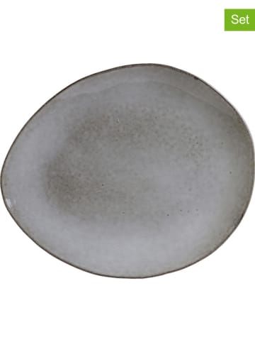 THE HOME DECO FACTORY 12er-Set: Frühstücksteller in Grau - (L)22 x (B)18 cm