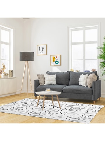 Rétro Chic Baumwoll-Teppich "Arty" in Weiß/ Schwarz - (L)170 x (B)120 cm