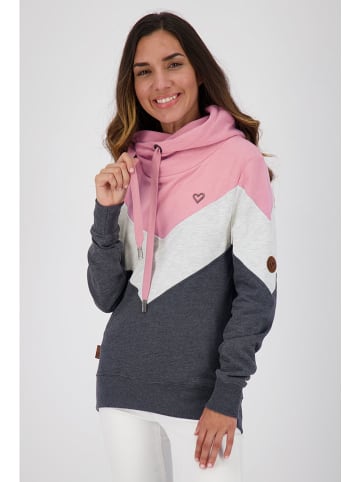 alife and kickin Sweter "StellaAK" w kolorze jasnoróżowo-szaro-białym