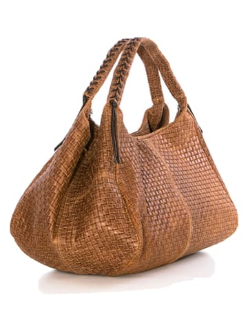 Lucca Baldi Leder-Schultertasche "Pitigliano" in Cognac - (B)41 x (H)34 x (T)30 cm